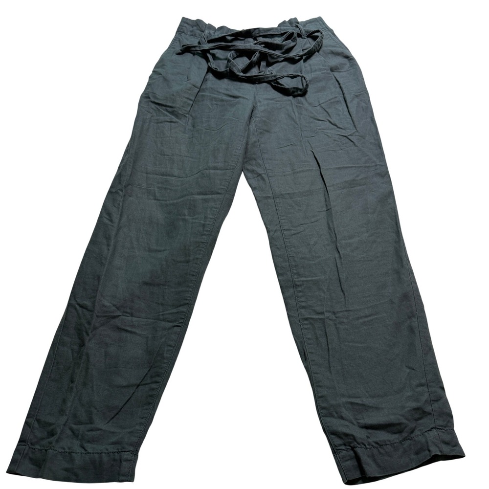 LOFT Paperbag Waist Pants Women Small Dark Teal High Rise Pleated Tapered Belted